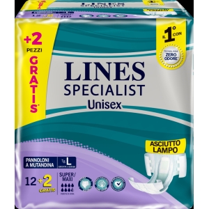 LINES Specialist Pants per Incontinenza Super Maxi Assorbenza Large - 12pz +2