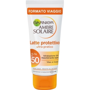 GARNIER Ambre Solaire Latte Protettivo Ultra Pratico per Viso e Corpo Protezone Alta 50 - 50ml