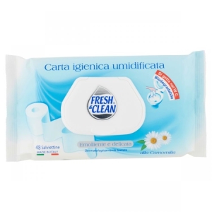  FRESH & CLEAN Carta Igienica Umidificata Emolliente Delicata in Salviettine Umidificate Gettabili nel WC Biodegradabili - 54pz