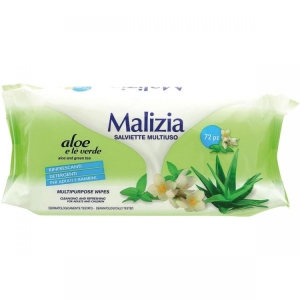 MALIZIA Salviette Multiuso Detergenti e Rinfrescanti con Aloe Vera - 72pz
